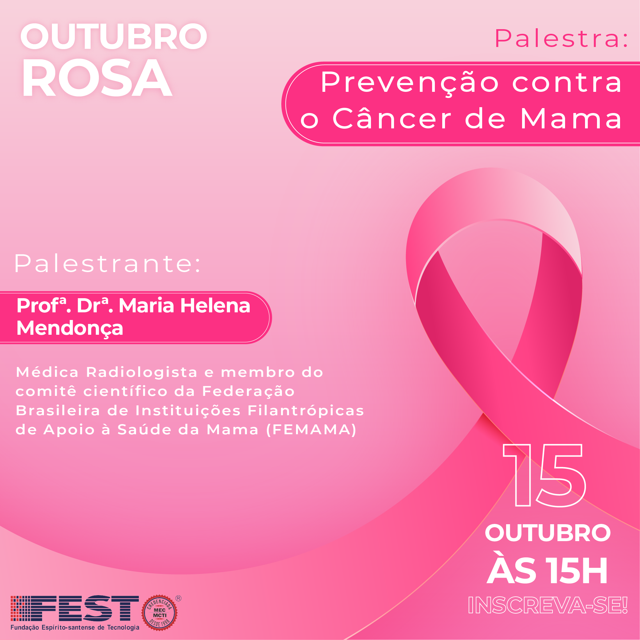 Palestra: Prevenção contra o Câncer de Mama. Inscreva-se!