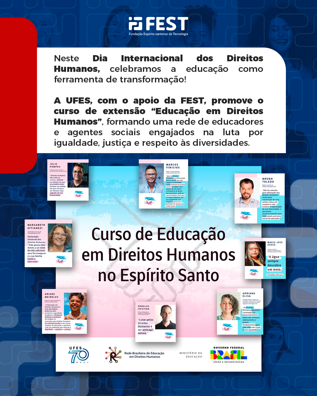 UFES E FEST PROMOVEM FORMAÇÃO EM EDUCAÇÃO EM DIREITOS HUMANOS NO DIA INTERNACIONAL DOS DIREITOS HUMANOS